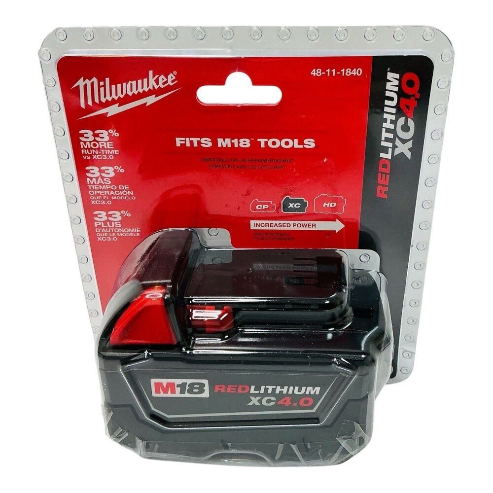 Milwaukee M18 REDLITHIUM XC4.0 18V Li-Ion 4Ah Battery Pack 48-11-1840